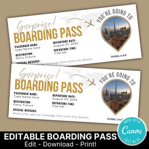 Editable Birthday Boarding Pass Ticket | Surprise Boarding Pass Ticket Template | Custom Gift Ticket | Trip Ticket | Digital Download