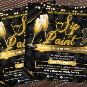 Sip and Paint Flyer Template Event Flyer Paint and Sip Etsy