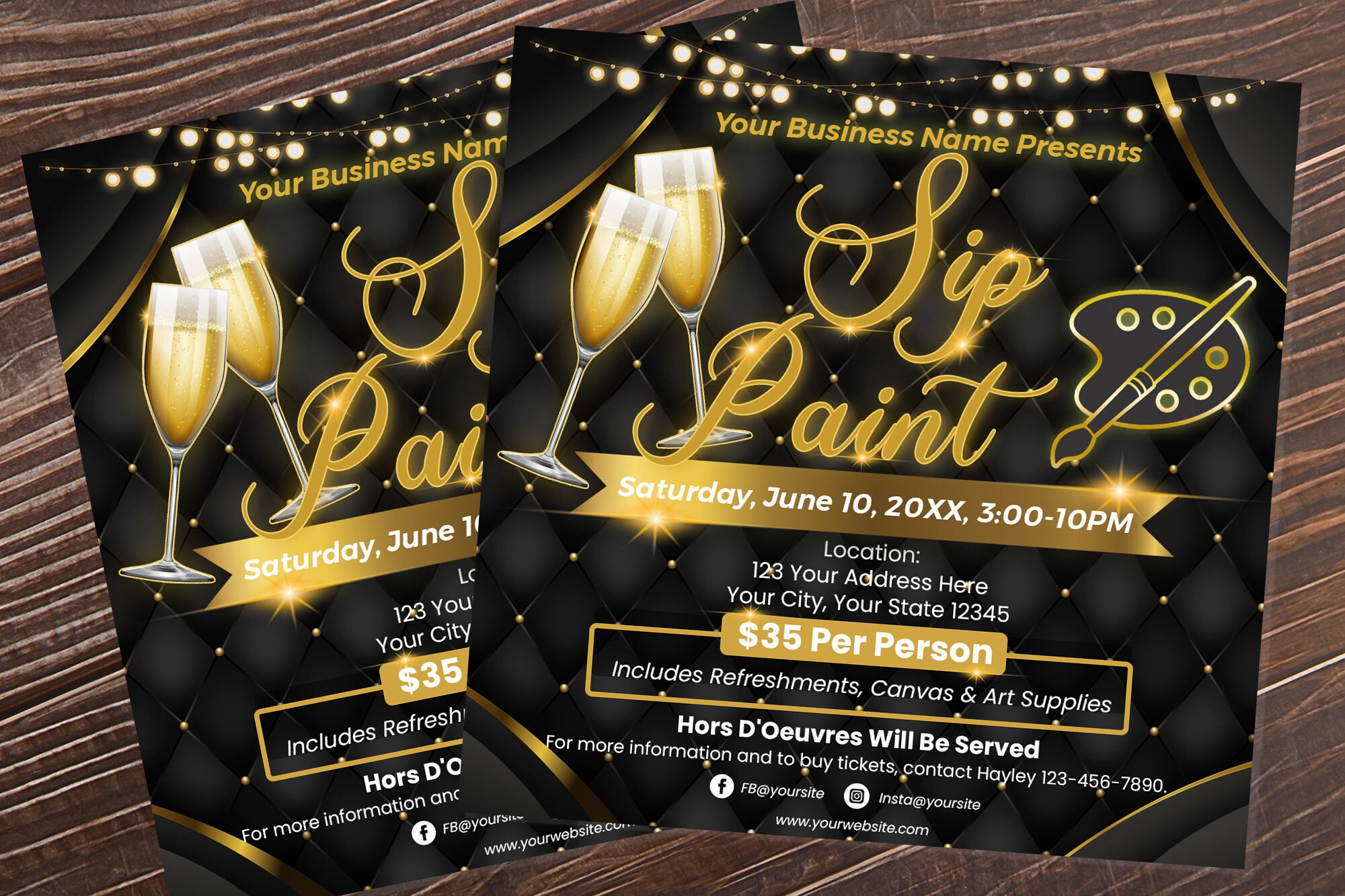 Sip and Paint Flyer Template Event Flyer Paint and Sip Etsy