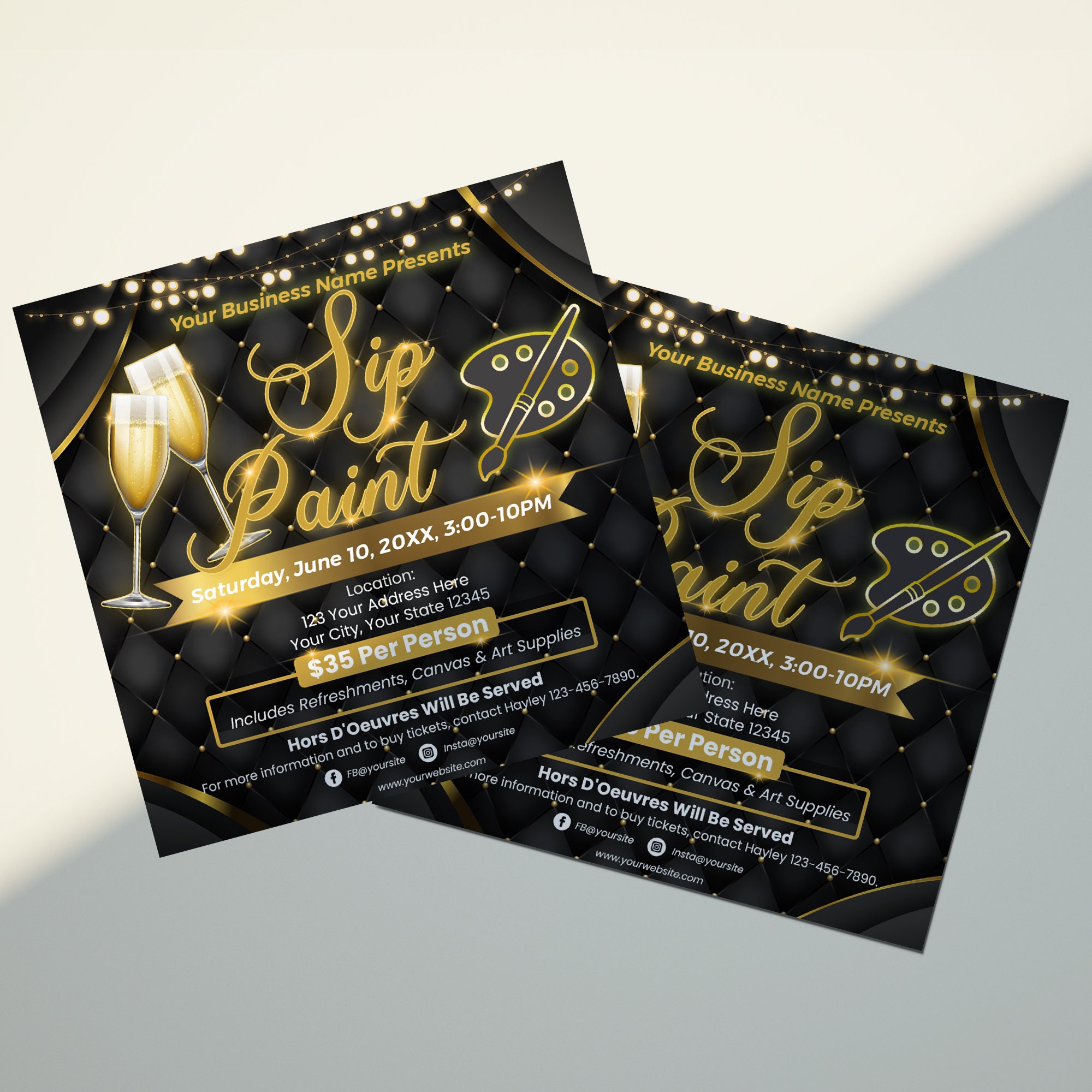 Sip and Paint Flyer Template Event Flyer Paint and Sip Etsy