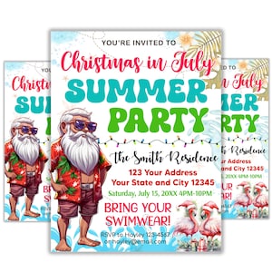 Cute Christmas in July Summer Party Invitation