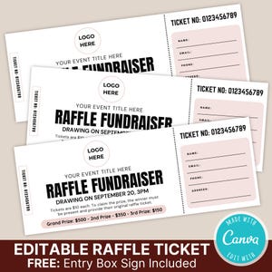 Bearbeitbare Raffle Fundraiser Ticket Vorlage | Druckbare Charity Raffle Loss | DIY Fundraiser Tickets | Sofort Download