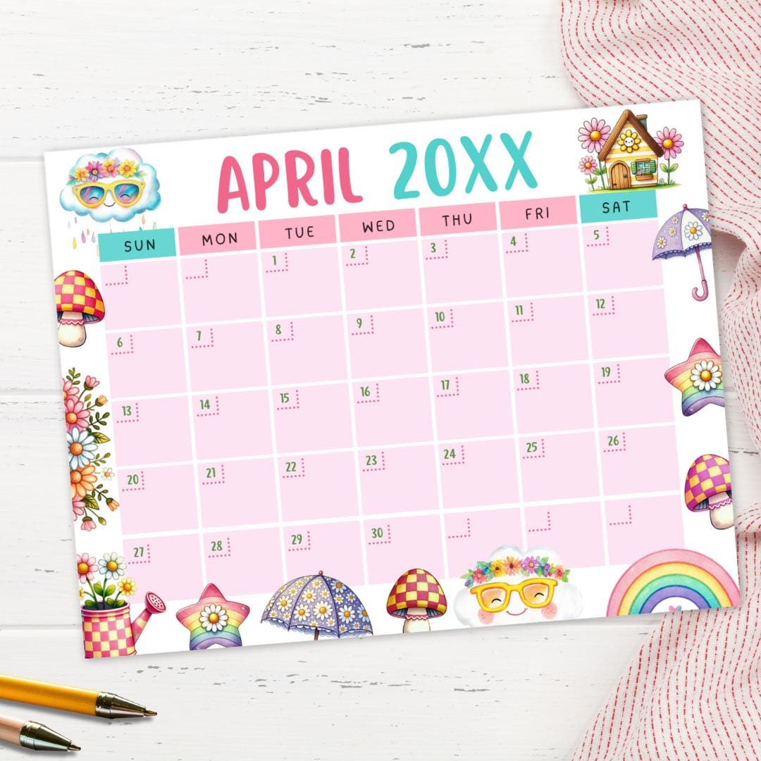 EDITABLE Colorful April Calendar Printable 2025 | April 2025 Spring ...