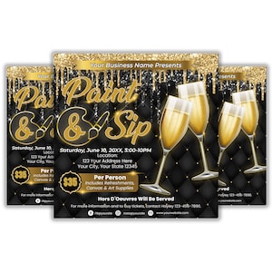 Editable Paint and Sip Flyer, Sip and Paint Flyer Template, Event Flyer,  Paint Party Flyer,  Flyer Template, Event Flyer,