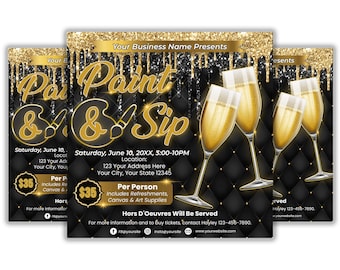 Editable Paint and Sip Flyer, Sip and Paint Flyer Template, Event Flyer,  Paint Party Flyer,  Flyer Template, Event Flyer,