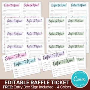 Bearbeitbar Geben Sie ein, um Raffle Ticket Vorlage zu gewinnen | Druckbare Event Giveaway-Karte | DIY-Gewinnspiel-Eintragsformular | Zeichnung Slips | Sofort Download
