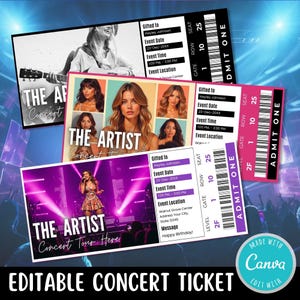 Bearbeitbares Konzertticket | DIY Tickets Vorlage | Individuelle Konzertkarte | Geburtstagsgeschenk Überraschung | Jubiläumsgeschenk, personalisiertes Ticket