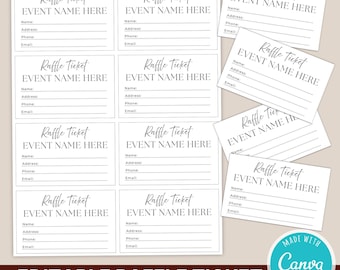 Bearbeitbare Event Raffle Ticket Vorlage | Geben Sie an, um die Vorlage zu gewinnen Druckbares Spendenticket | DIY Raffle Meldeschein | Sofort Download