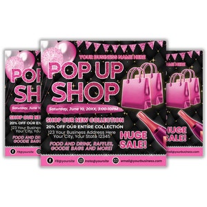 DIY Pop Up Shop Flyer, Boutique Flyer, Event flyer, Sip and Shop Flyer Template, Sale Event Flyer, Shopping Event Flyer