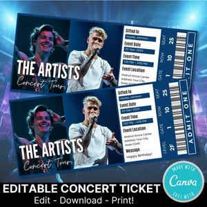 Bearbeitbare Live Konzertticket-Vorlage | DIY Event Ticket | Überraschungsgeschenk Konzertkarte | Individuelle Konzertkarten Geschenkidee | Musik-Karte