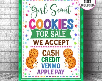 We Accept Cash and Venmo Sign: Cookie Booth Printable (digital