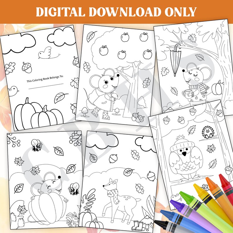 Fall Coloring Pages for Kids Printable V1, Kids Coloring Pages PDF File ...