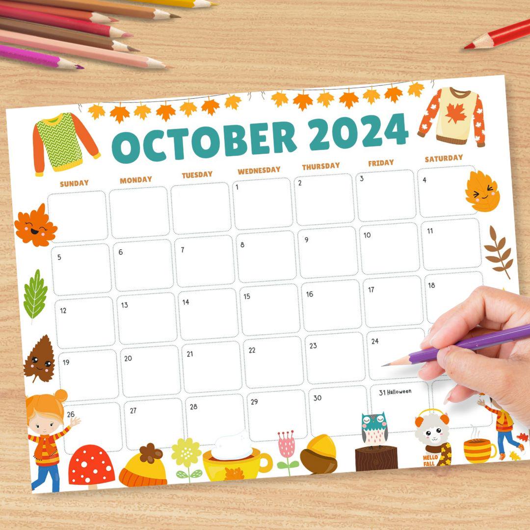 Editable October Calendar Planner With Fall Harvest Theme Template - Etsy