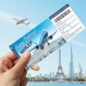 DIY Surprise Trip Gift Boarding Pass  Ticket Template | Editable Birthday Surprise Vacation Trip Surprise Ticket | Airplane Ticket Gift