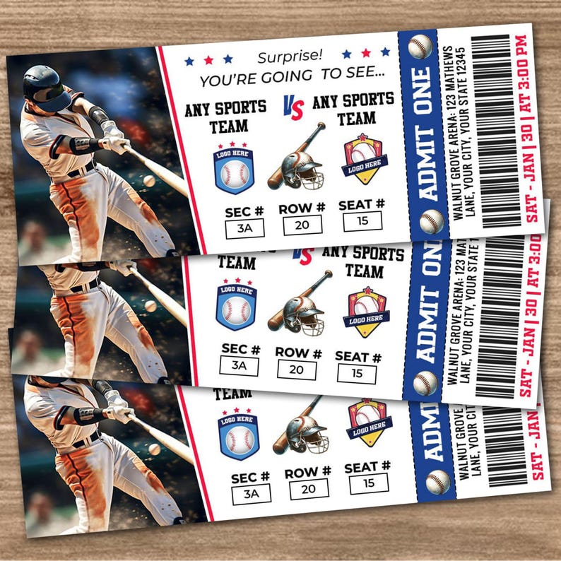 Editable Baseball Game Ticket Template | Printable Sports Game Ticket ...
