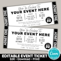 Editable Event Ticket Template | DIY Event Ticket Printable | Surprise Getaway, Birthday, Musical, Theatre Show, Concert | Instant Download
