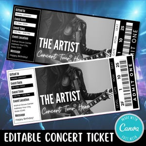 Editable Concert Ticket Template | DIY Event Ticket | Surprise Gift Concert Ticket | Custom Concert Tickets Gift Idea | Personalized Ticket