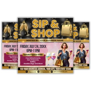 Pop Up Shop Flyer, Sip and Shop Flyer, Boutique Event Flyer, Shopping Event Invitation Template
