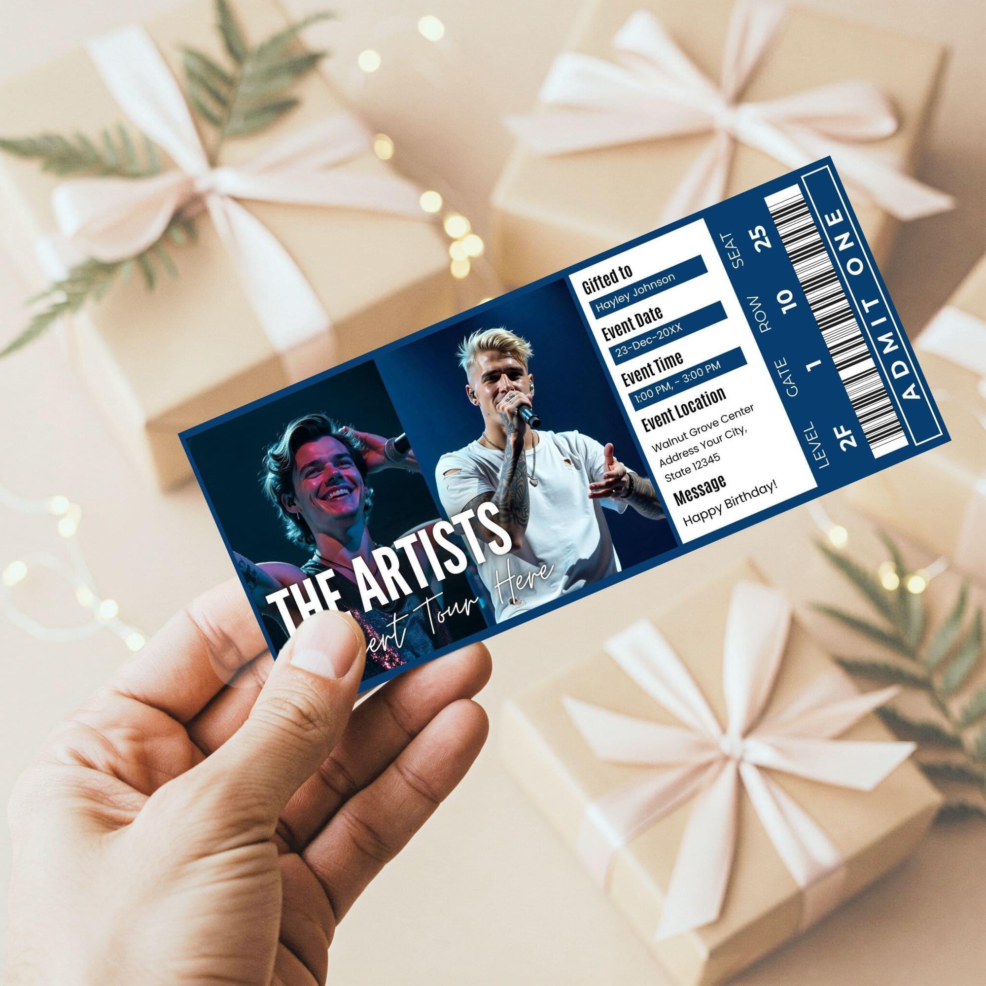 Create Custom Concert Tickets Editable Live Concert Ticket Template | DIY Event Ticket | Surprise ...