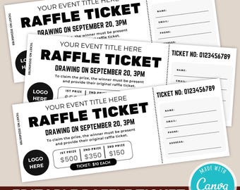 Custom Raffle Ticket Template | DIY Fundraiser Tickets | DIY Raffle Template | Instant Download