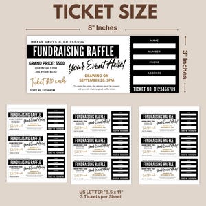 Editable School Raffle Ticket Template | Printable Fundraiser Ticket ...
