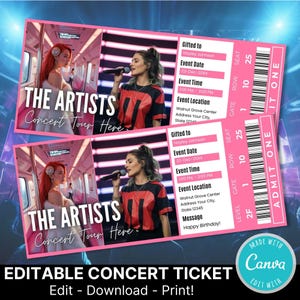 Editable Surprise Concert Ticket Gift Template | Live Concert Ticket | Surprise Birthday Gift Idea | Printable Surprise Gift Ticket