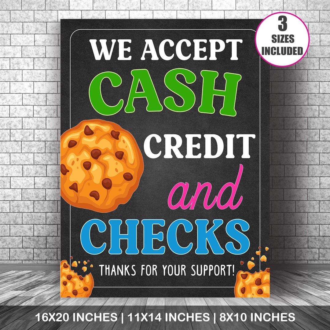 Printable PDF We Accept Payments Sign Girls Scouts Cookie - Etsy