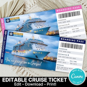 Editable Cruise Ticket Surprise | Cruise Ticket Boarding Pass | Cruise Ticket Printable | Cruise Vacation Surprise Ticket | Boarding Ticket