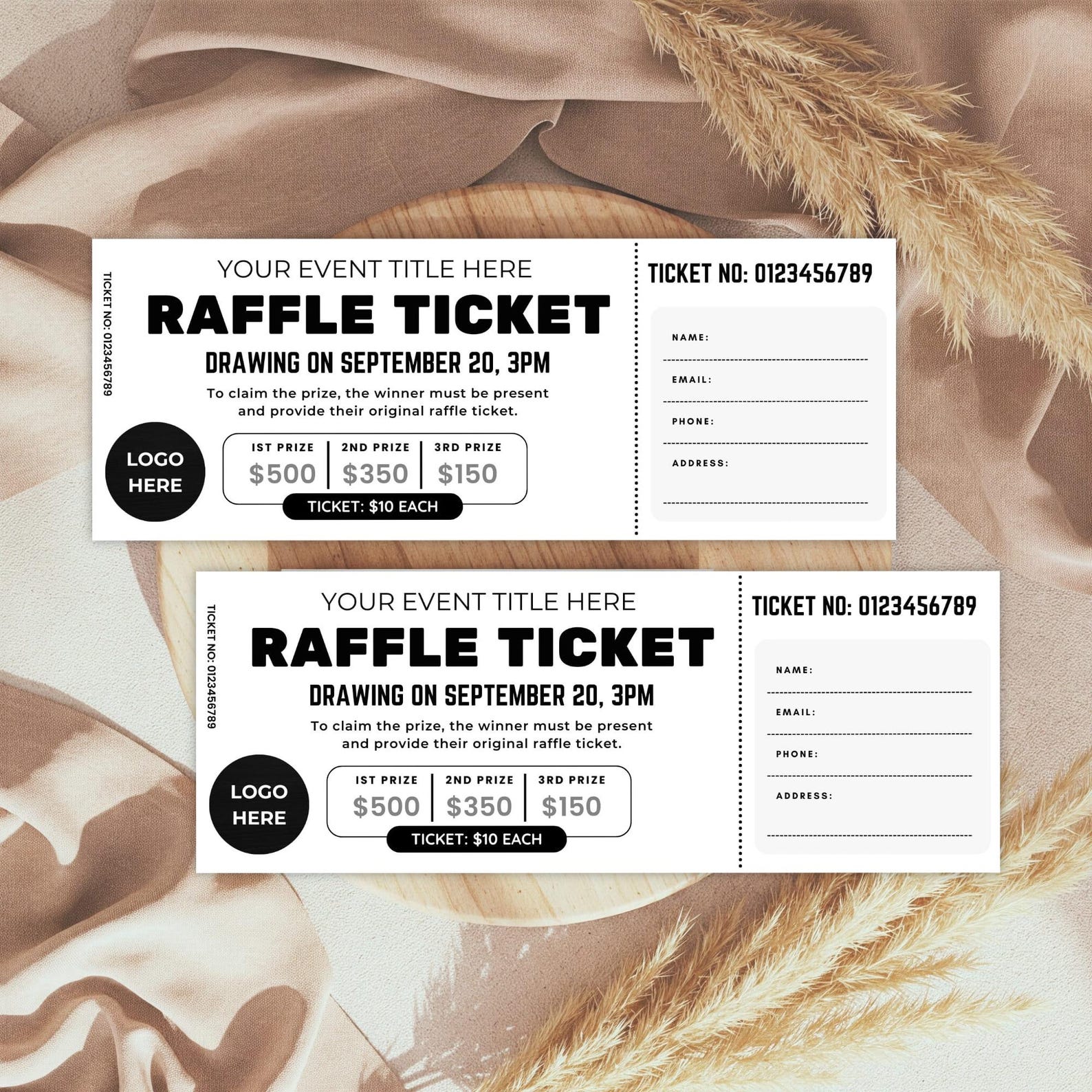Show Sample Raffle Ticket Custom Raffle Ticket Template | DIY Fundraiser Tickets | DIY Raffle ...