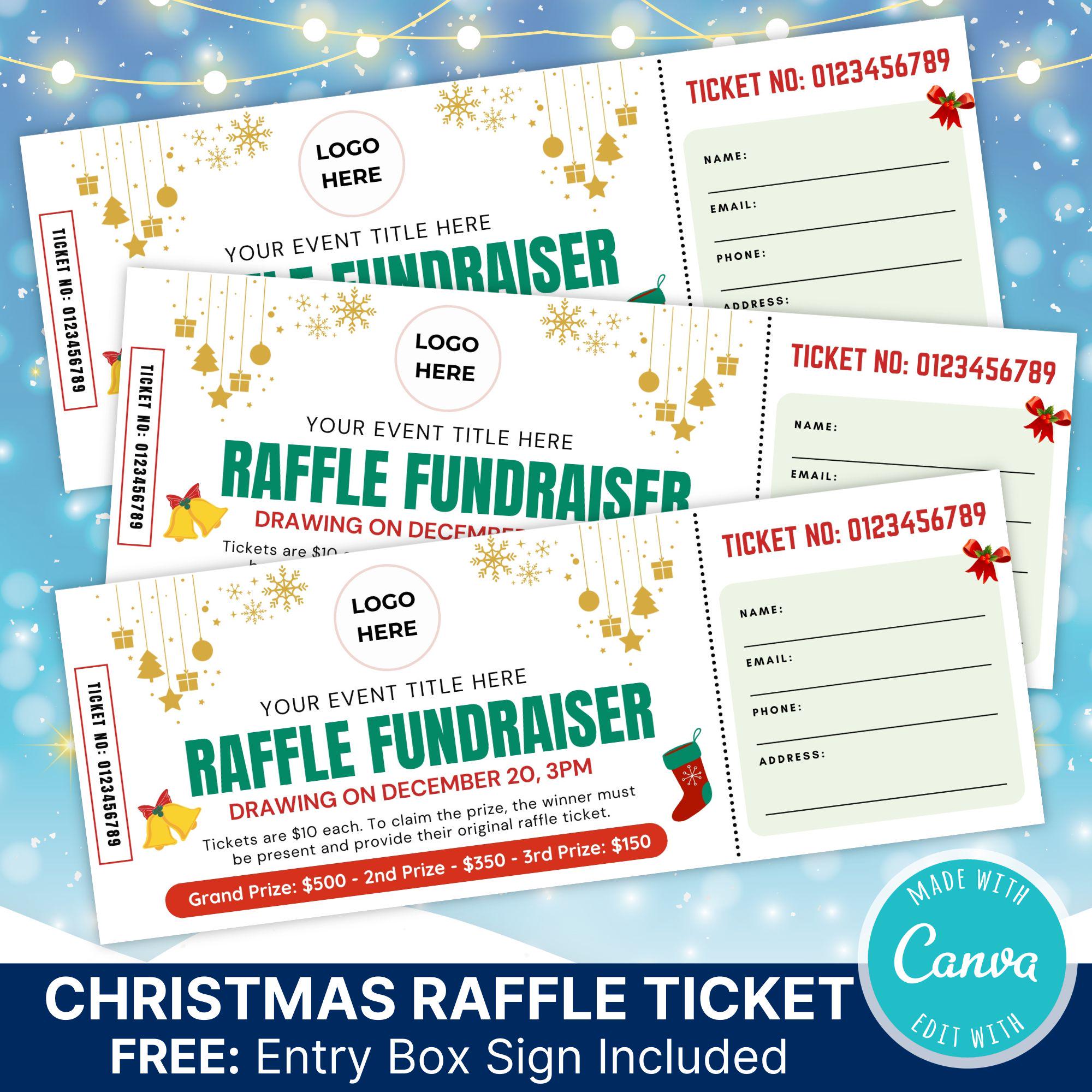 Christmas Raffle Ticket: Editable Xmas and Winter Holiday Raffle Ticket ...