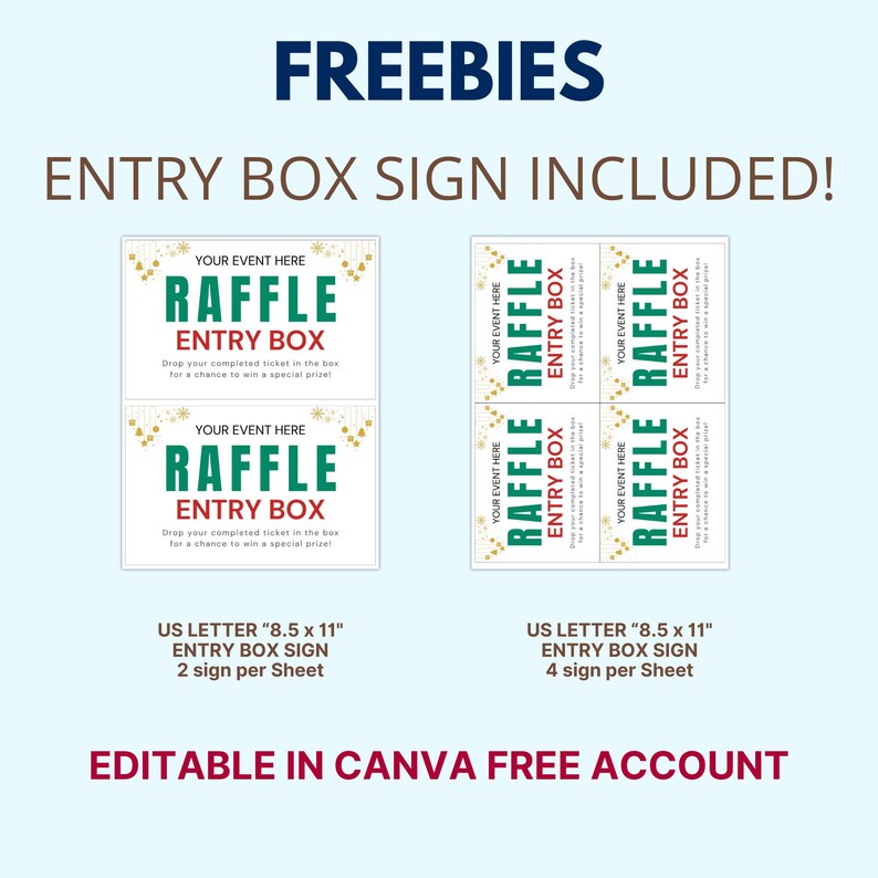 Winter Raffle Ticket Christmas Raffle Ticket: Editable Xmas and Winter Holiday Raffle Ticket ...