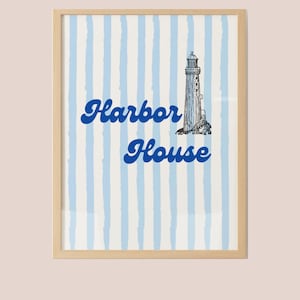 aesthetic east coast decor | coastal wall art | blue stripes | digital print