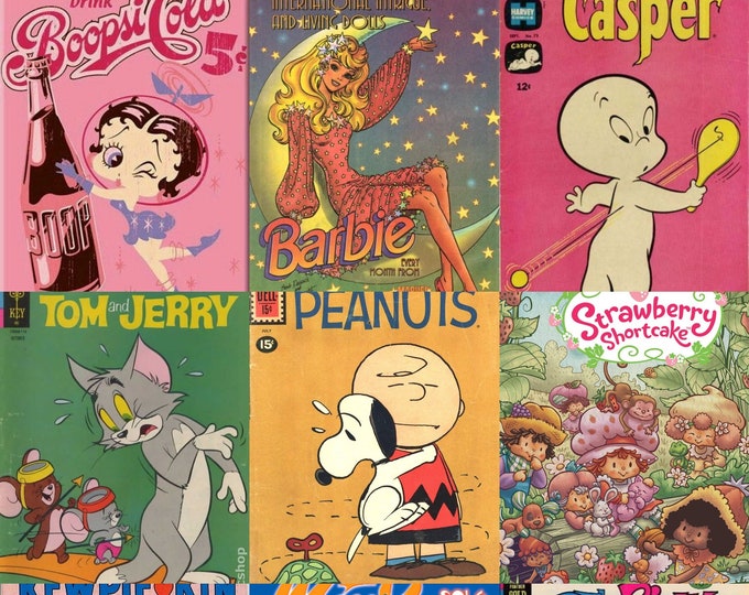 Retro Vintage Cartoon Wall Collage Kit 20 Physical Prints Etsy