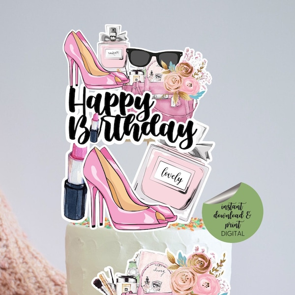 Drucken und schneiden Sie High Heel|Handtaschen|Parfüm Cake Topper/Charm - Instant Download