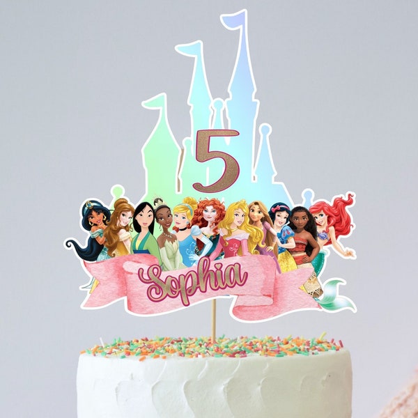 Custom Princesses Party Cake/12 Cup Cake Toppers Party Decor Decoraties DIGITALE DOWNLOAD Afdrukbaar Elke naam Elke leeftijd