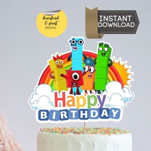 Print and Cut Numberblocks Cake| 12 Cupcake Toppers - Instant Download