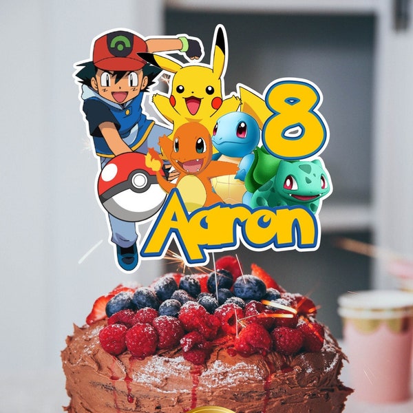 Custom Pokemon Party Cake/12 Cup Cake Toppers Party Decor Decorazioni DOWNLOAD DIGITALE stampabile Qualsiasi nome Qualsiasi età
