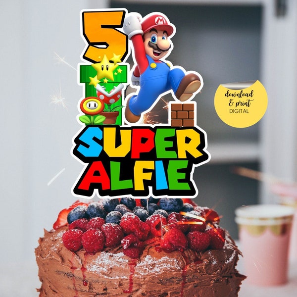 Custom Supermario Birthday Party Cake/12 Cup Cake  Toppers Party  Decorations DIGITAL DOWNLOAD Printable  Any Name Any Age