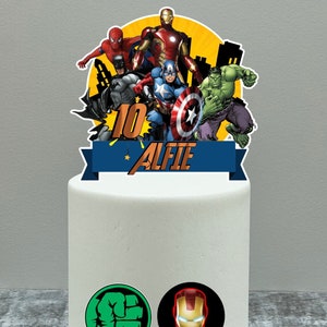 Custom SUPERHERO Party Cake/12 Cup Cake  Toppers Party Decor Decorations DIGITAL DOWNLOAD Printable  Any Name Any Age