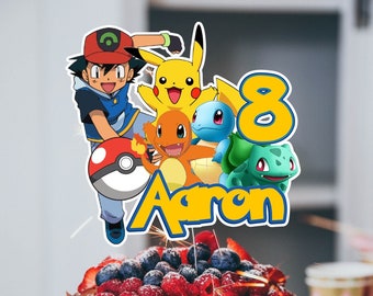 Custom Pokemon Party Cake/12 Cup Cake Toppers Party Decor Decoraciones DESCARGA DIGITAL Imprimible Cualquier Nombre Cualquier Edad