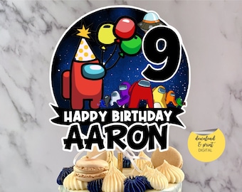 Custom AM0NG US Party Cake/12 Cup Cake  Toppers Party Decor Decorations DIGITAL DOWNLOAD Printable  Any Name Any Age