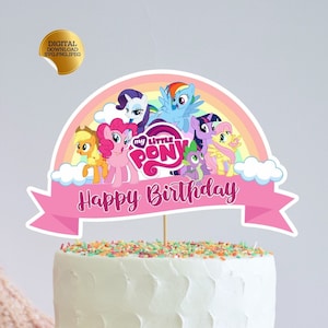 Print and Cut My Little Pony Cake Topper and 12 cake Topper Instant Download