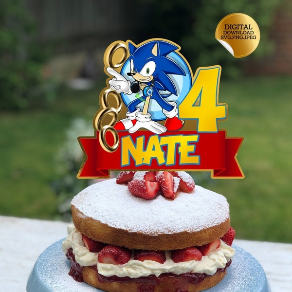 Custom The Hedgehog Boy Party Cake/12 Cup Cake  Toppers Party Decor Decorations DIGITAL DOWNLOAD Printable  Any Name Any Age