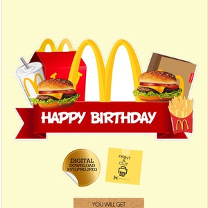 Print and Cut  McDonald Cake Topper and 12 Cake Toppers Instant Download
