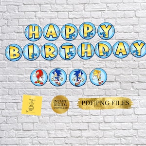 The Hedgehog Birthday Banner/ Party Banner/Party Decorations - PRINTABLE Banner INSTANT DOWNLOAD