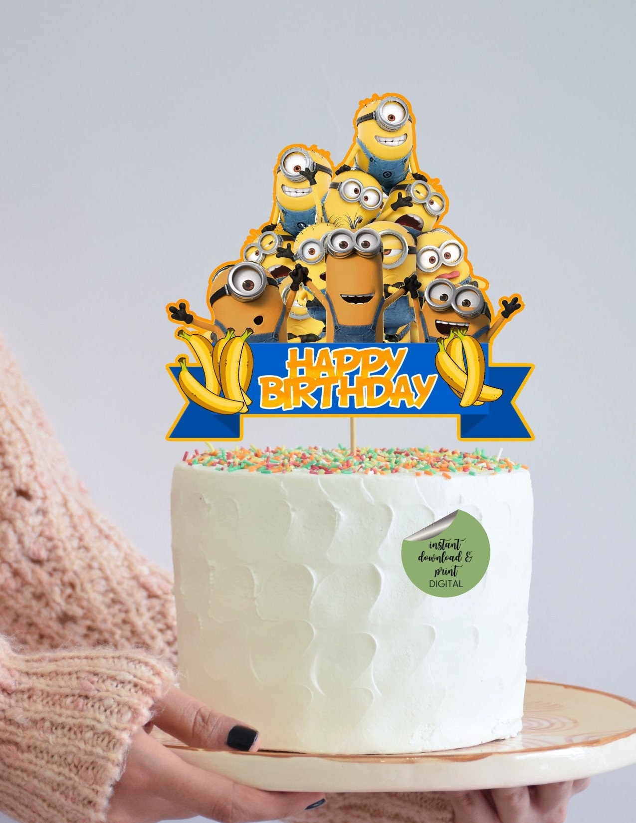 Print and Cut Minion Cake Topper and 12 Cake Topper Instant - Etsy