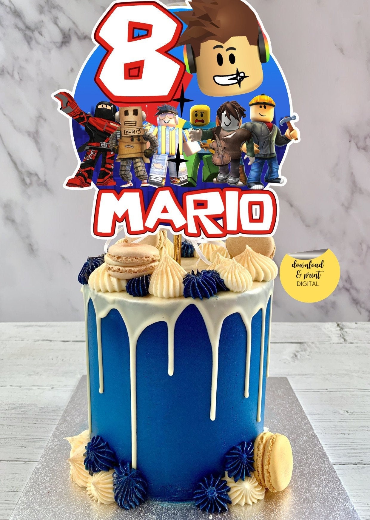 Iced and Sliced - Roblox cake with builder man on top!