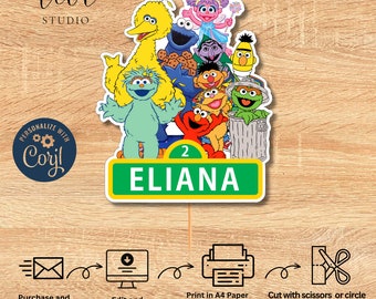 Editable Street Monster Theme Cake Topper Party Decor Decorations DIGITAL DOWNLOAD Printable  Any Name Any Age