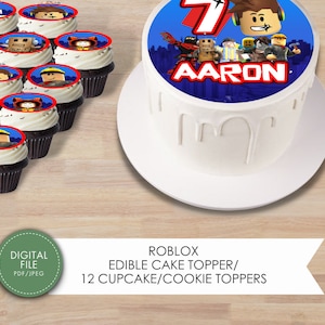 Gamer Theme Cake/12 Cup Cake  for Edible Toppers Party Decor DIGITAL DOWNLOAD Printable  Any Name Any Age
