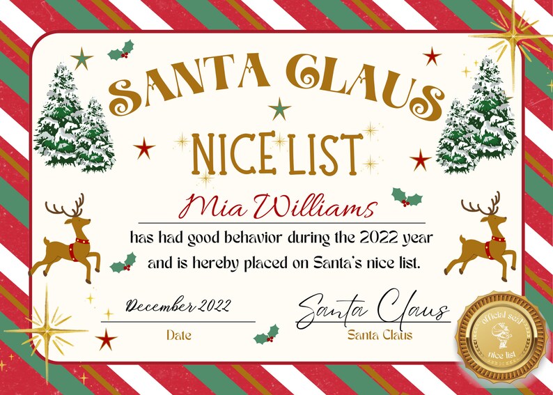 EDITABLE Santa Approved Letter Kit Letter From Santa AND Nice List ...